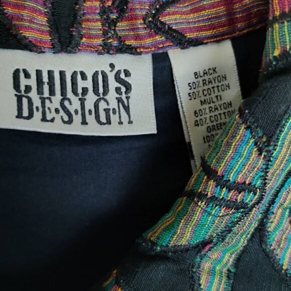 Vtg Chicos Womens Jacket Sz. 10 Colorful Embroidered Button Front Floral Lined - Picture 7 of 11